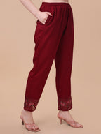 Embroidered Kurta With Pant & Dupatta Set, Multicolor - Hiral Fashion | Grocsy