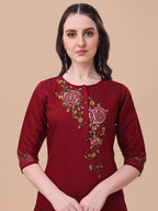 Embroidered Kurta With Pant & Dupatta Set, Multicolor - Hiral Fashion | Grocsy