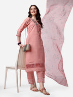 Embroidered Kurta With Pant & Dupatta Set, Multicolor - Hiral Fashion | Grocsy