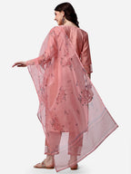Embroidered Kurta With Pant & Dupatta Set, Multicolor - Hiral Fashion | Grocsy