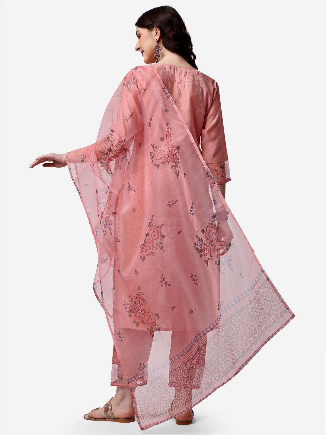 Embroidered Kurta With Pant & Dupatta Set, Multicolor - Hiral Fashion | Grocsy