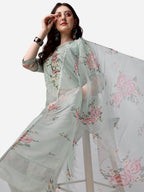 Embroidered Kurta With Pant & Dupatta Set, Multicolor - Hiral Fashion | Grocsy