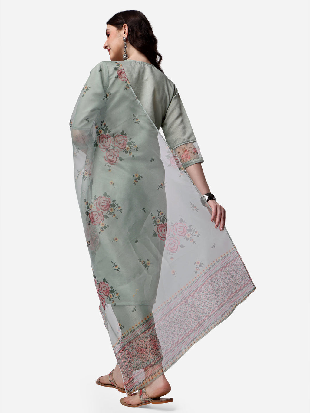 Embroidered Kurta With Pant & Dupatta Set, Multicolor - Hiral Fashion | Grocsy