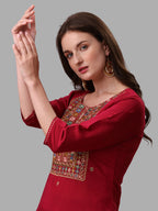 Fuchisia Embroidered Kurta Pant & Dupatta Set, Multicolor - Hiral Fashion | Grocsy