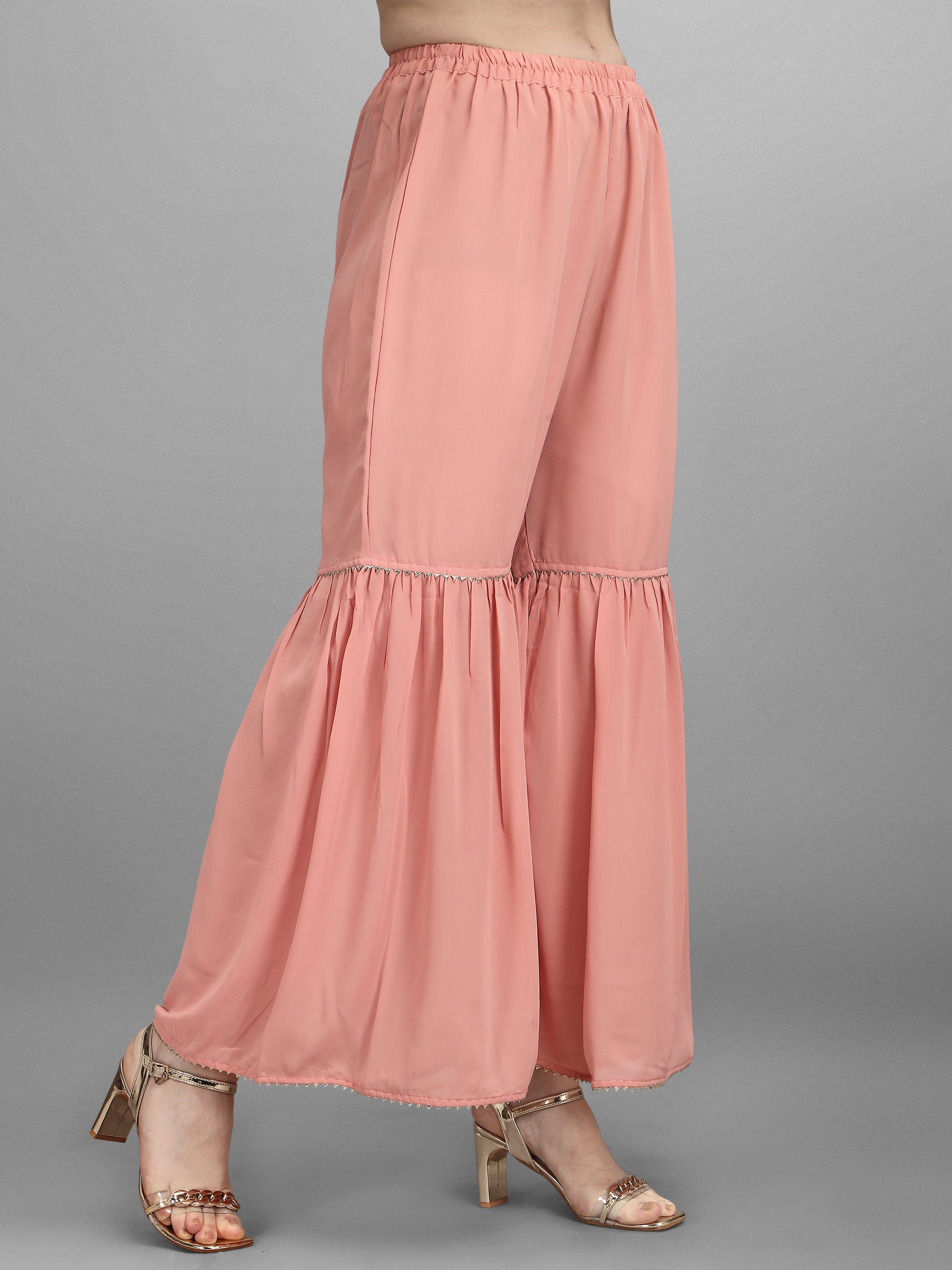 Georgette Embellished Kurta With Sharara & Dupatta Set, Multicolor - Hiral Fashion | Grocsy