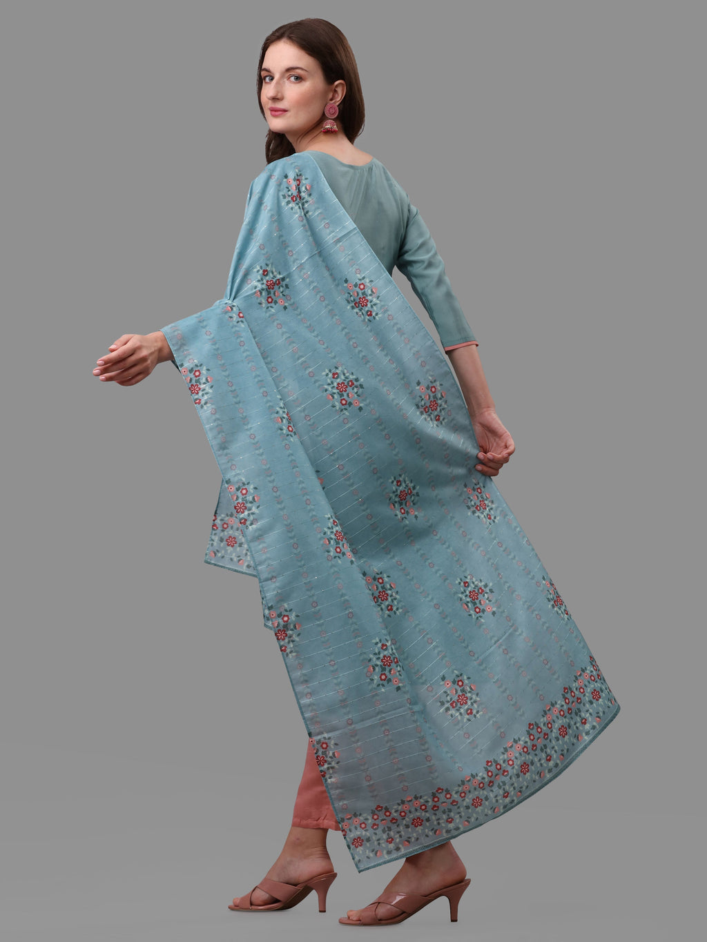 Blue Embroidered Kurta Pant & Dupatta Set, Multicolor - Hiral Fashion | Grocsy