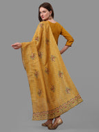 Mustard Embroidered Kurta Pant & Dupatta Set, Multicolor - Hiral Fashion | Grocsy