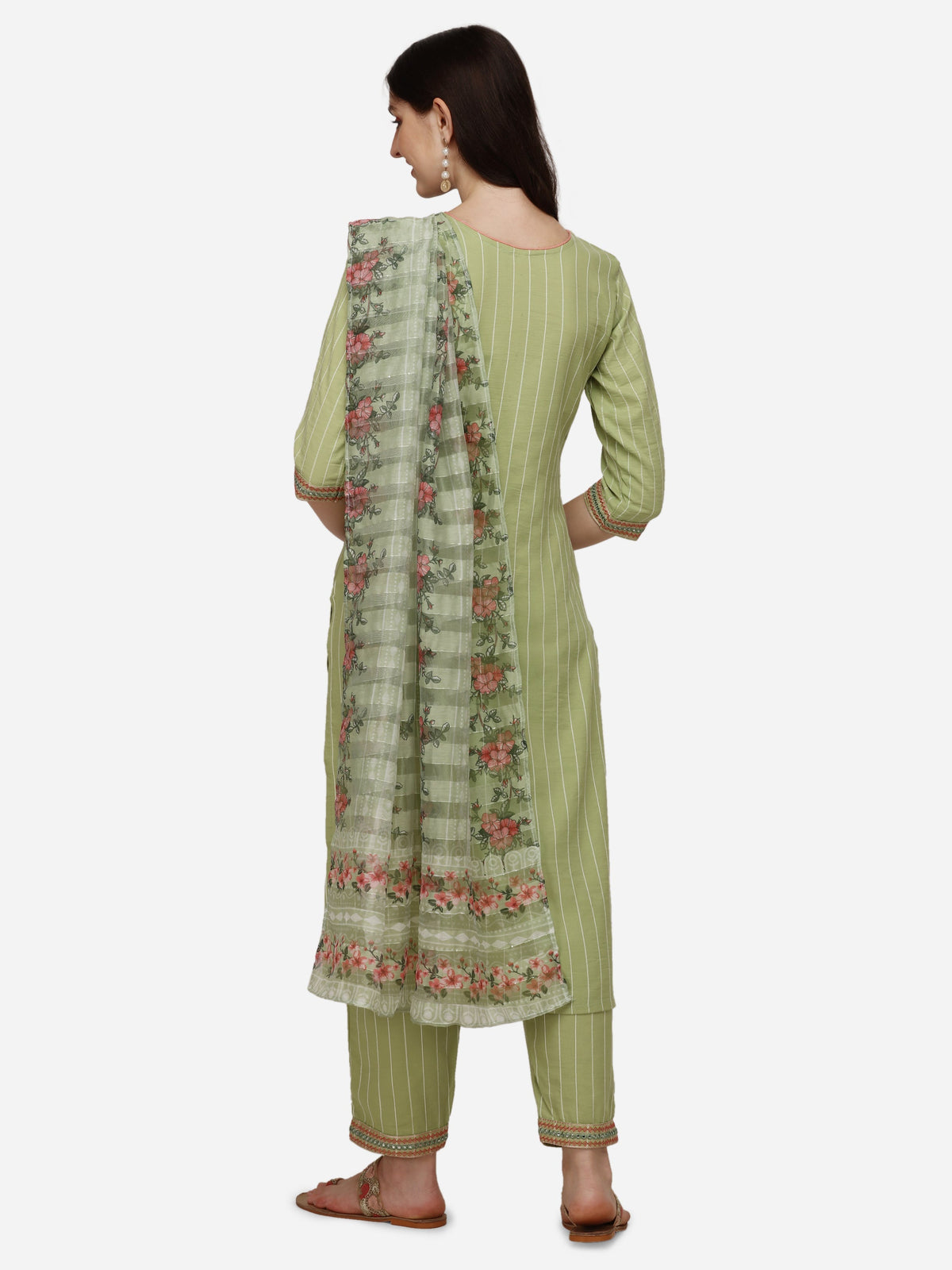 Embroidered Kurta With Pant & Dupatta Set, Multicolor - Hiral Fashion | Grocsy