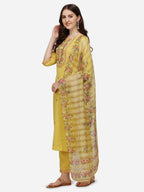 Embroidered Kurta With Pant & Dupatta Set, Multicolor - Hiral Fashion | Grocsy