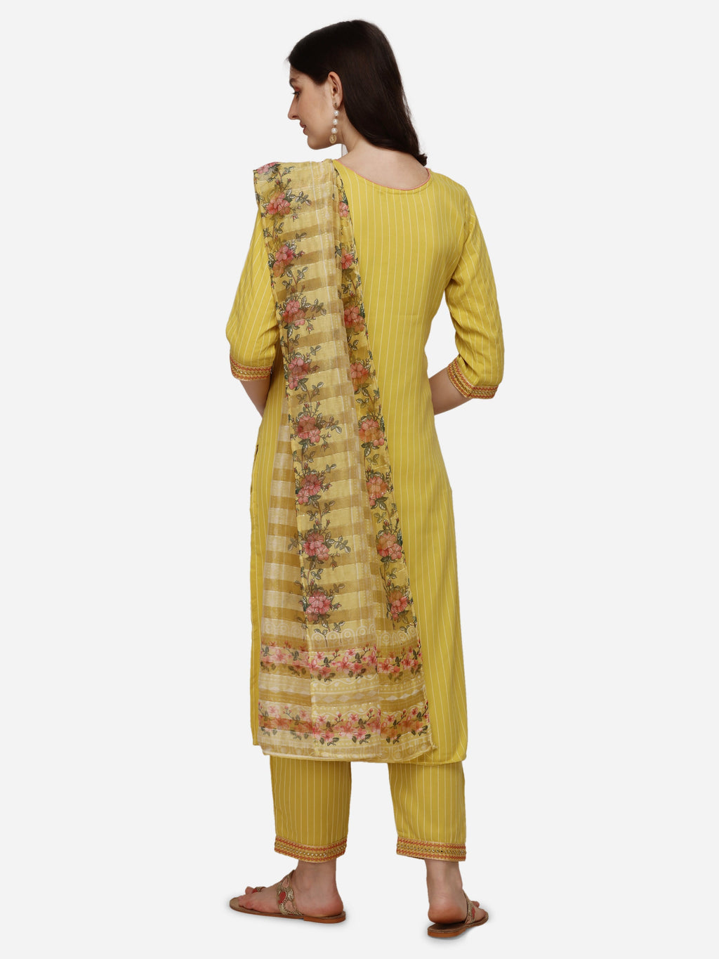 Embroidered Kurta With Pant & Dupatta Set, Multicolor - Hiral Fashion | Grocsy