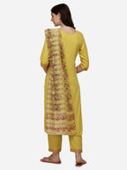 Embroidered Kurta With Pant & Dupatta Set, Multicolor - Hiral Fashion | Grocsy