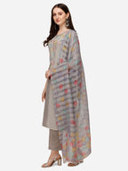 Hand Embroidered Kurta With Pant & Printed Dupatta Set, Multicolor - Hiral Fashion | Grocsy