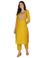 Embroidered Kurta With Pant & Printed Dupatta Set, Multicolor - Hiral Fashion | Grocsy
