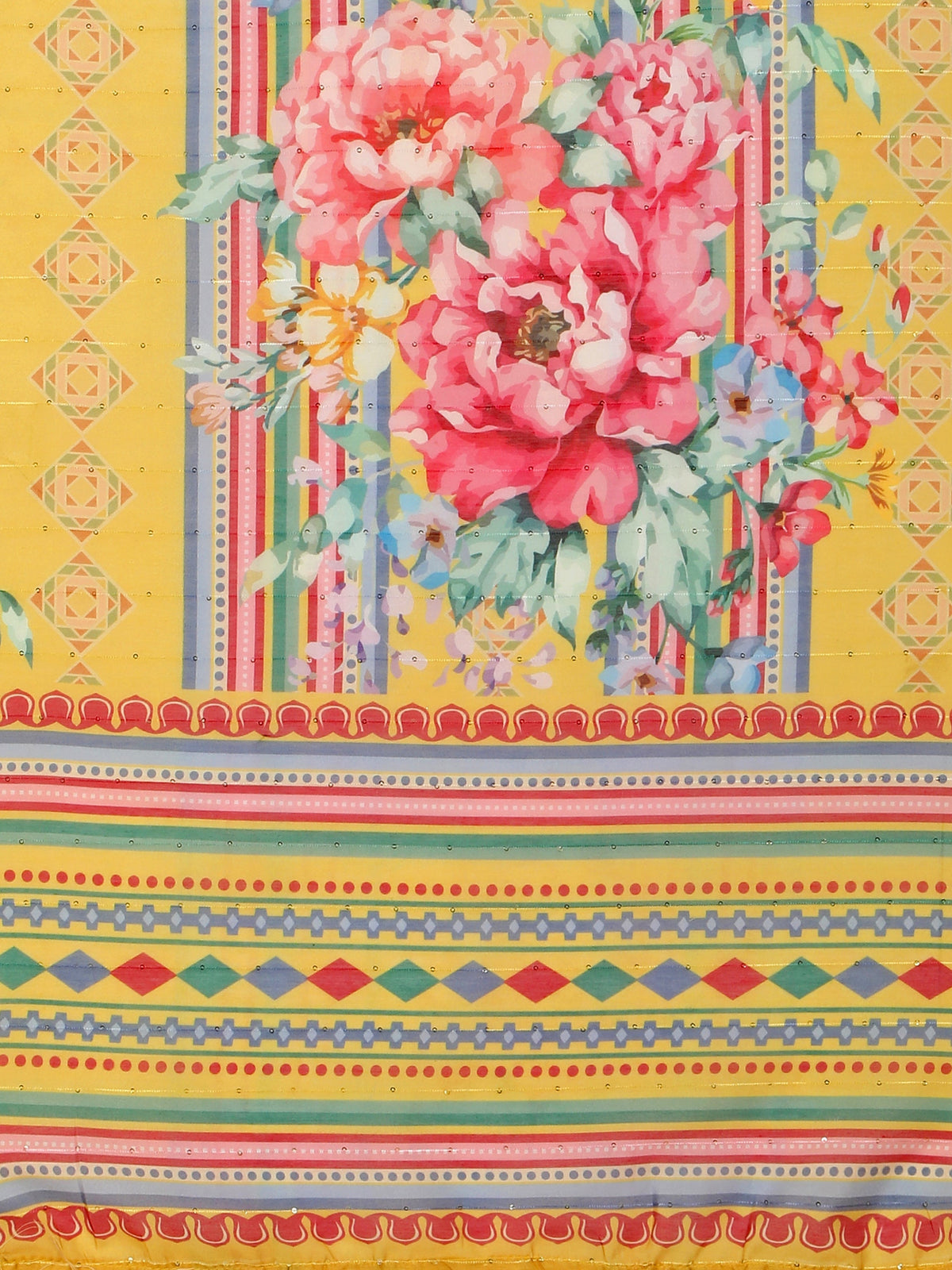 Embroidered Kurta With Pant & Printed Dupatta Set, Multicolor - Hiral Fashion | Grocsy