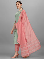 Embroidered Kurta With Pant & Dupatta Set, Multicolor - Hiral Fashion | Grocsy