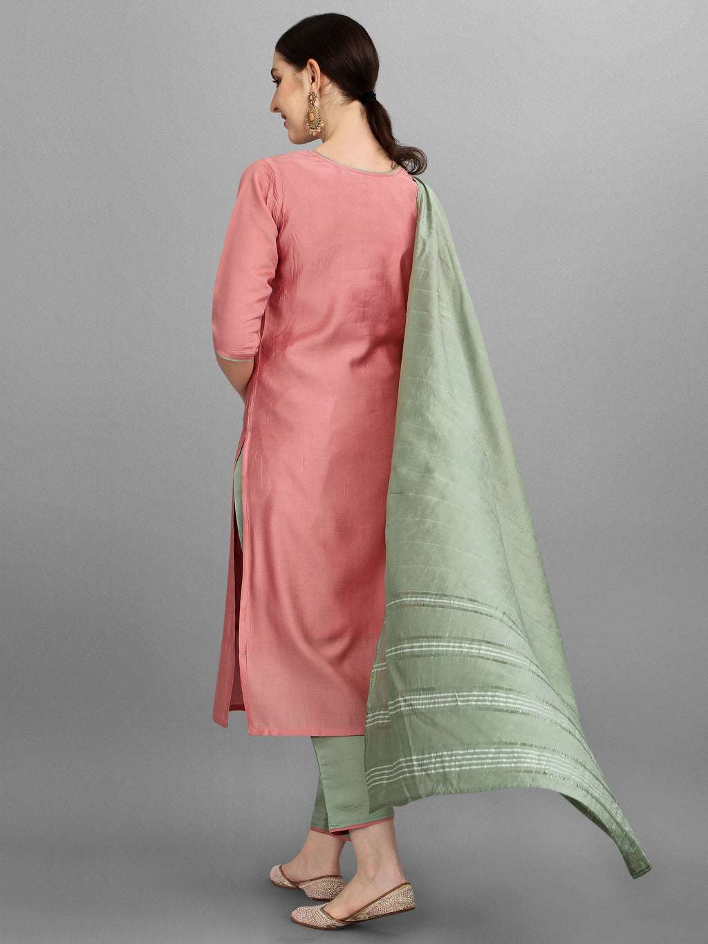 Embroidered Kurta With Pant & Dupatta Set, Multicolor - Hiral Fashion | Grocsy