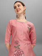 Embroidered Kurta With Pant & Dupatta Set, Multicolor - Hiral Fashion | Grocsy