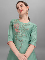 Embroidered Kurta With Pant & Dupatta Set, Multicolor - Hiral Fashion | Grocsy