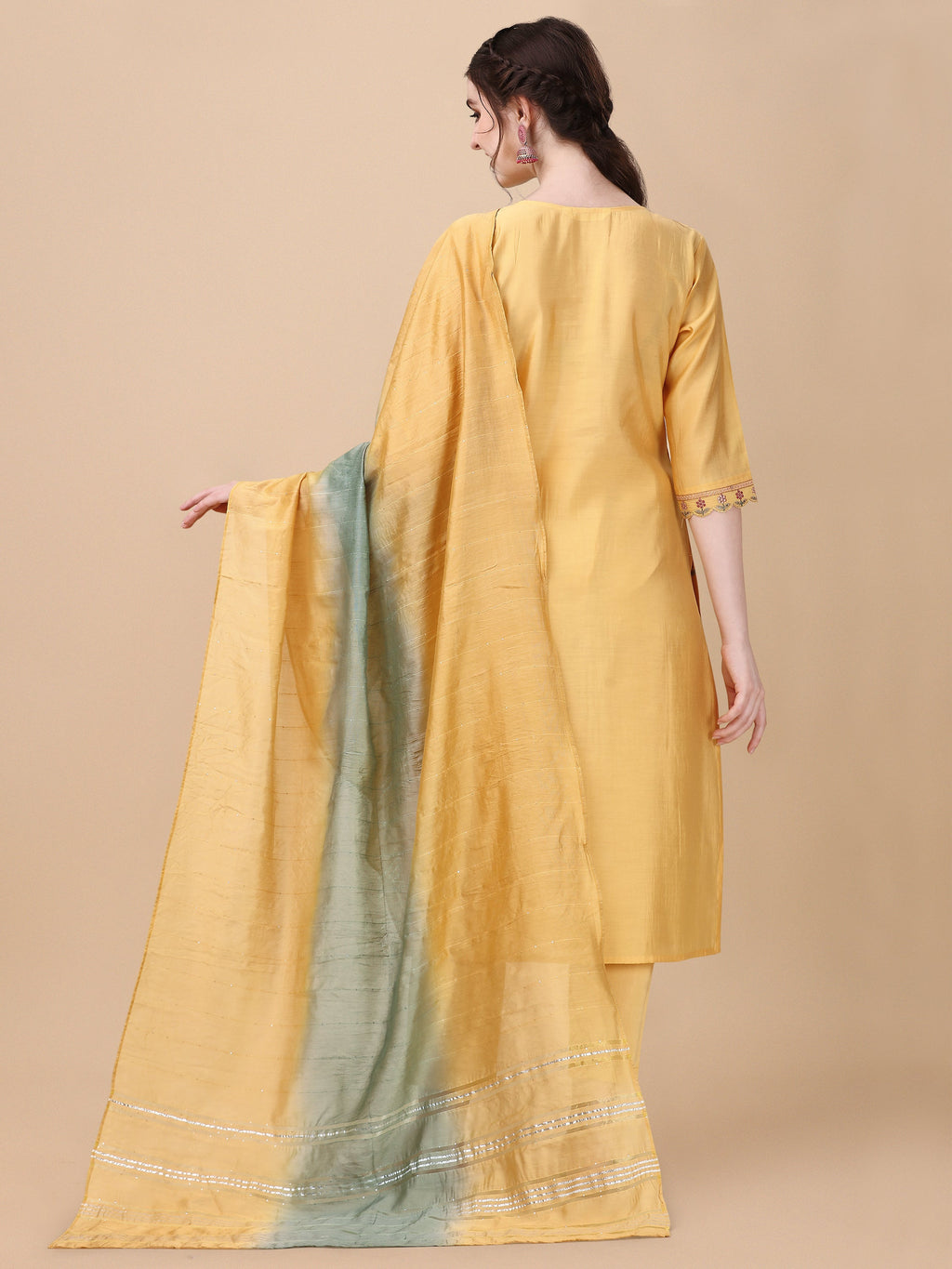 Embroidered Kurta With Pant And Dupatta Set, Multicolor - Hiral Fashion | Grocsy