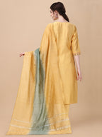 Embroidered Kurta With Pant And Dupatta Set, Multicolor - Hiral Fashion | Grocsy