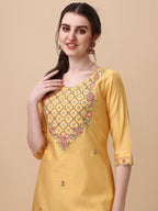 Embroidered Kurta With Pant And Dupatta Set, Multicolor - Hiral Fashion | Grocsy