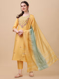 Embroidered Kurta With Pant And Dupatta Set, Multicolor - Hiral Fashion | Grocsy