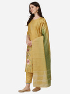 Embroidered Kurta With Pant & Dupatta Set, Multicolor - Hiral Fashion | Grocsy