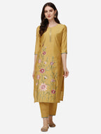 Embroidered Kurta With Pant & Dupatta Set, Multicolor - Hiral Fashion | Grocsy