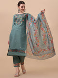 Embroidered Kurta With Pant And Printed Dupatta Set, Multicolor - Hiral Fashion | Grocsy