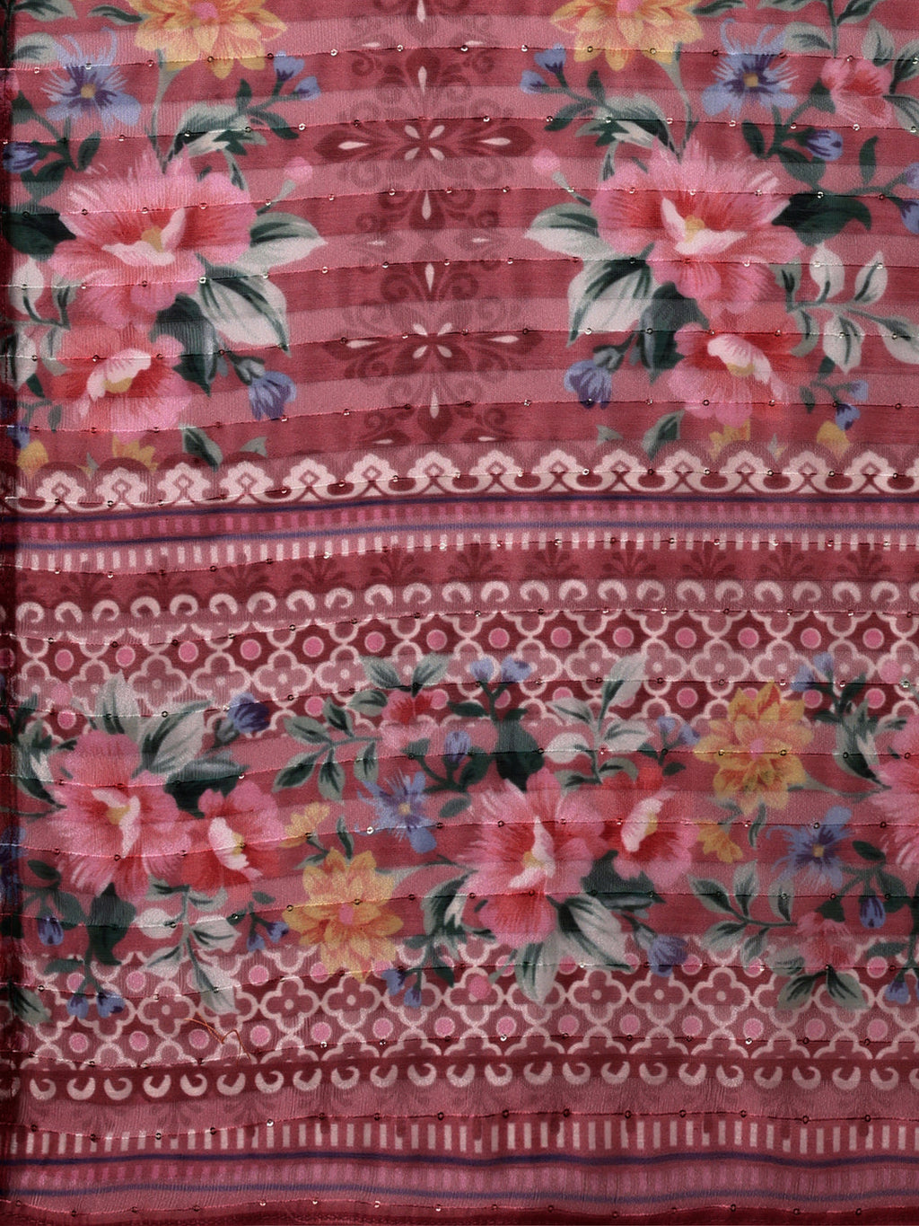 Embroidered Kurta With Pant & Printed Dupatta Set, Multicolor - Hiral Fashion | Grocsy