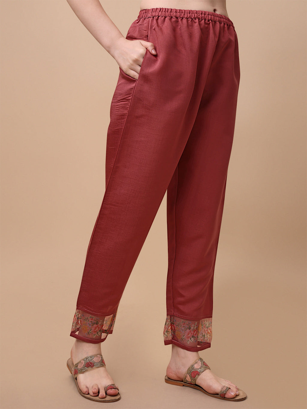 Embroidered Kurta With Pant & Printed Dupatta Set, Multicolor - Hiral Fashion | Grocsy