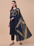 Embroidered Kurta , Pant & Dupatta Set, Multicolor - Hiral Fashion | Grocsy