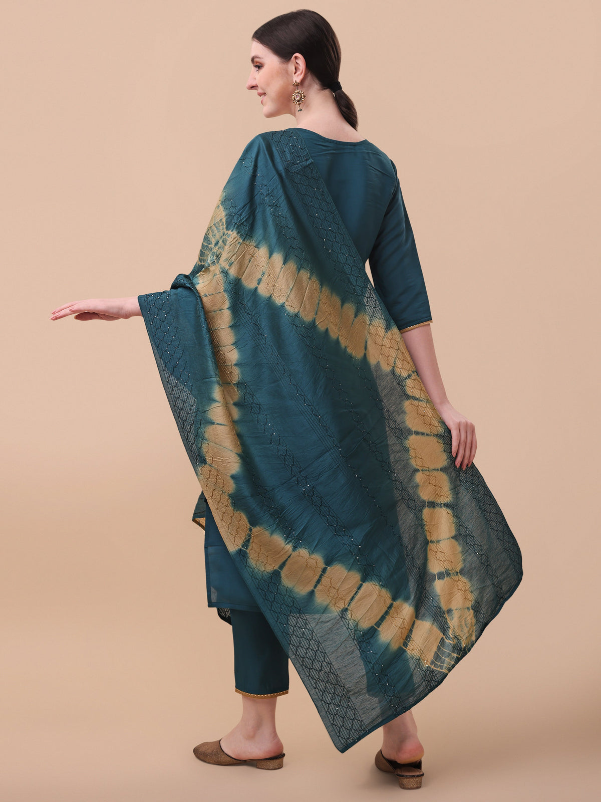 Embroidered Kurta With Pant& Dupatta Set, Multicolor - Hiral Fashion | Grocsy