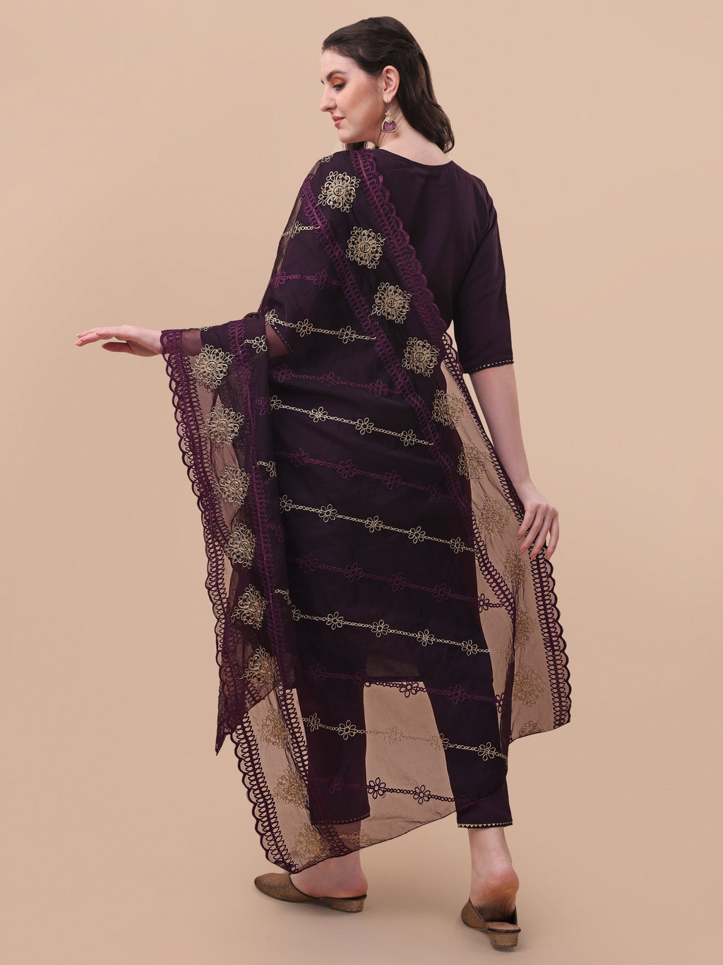 Embroidered Kurta With Pant & Dupatta Set, Multicolor - Hiral Fashion | Grocsy