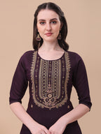 Embroidered Kurta With Pant & Dupatta Set, Multicolor - Hiral Fashion | Grocsy