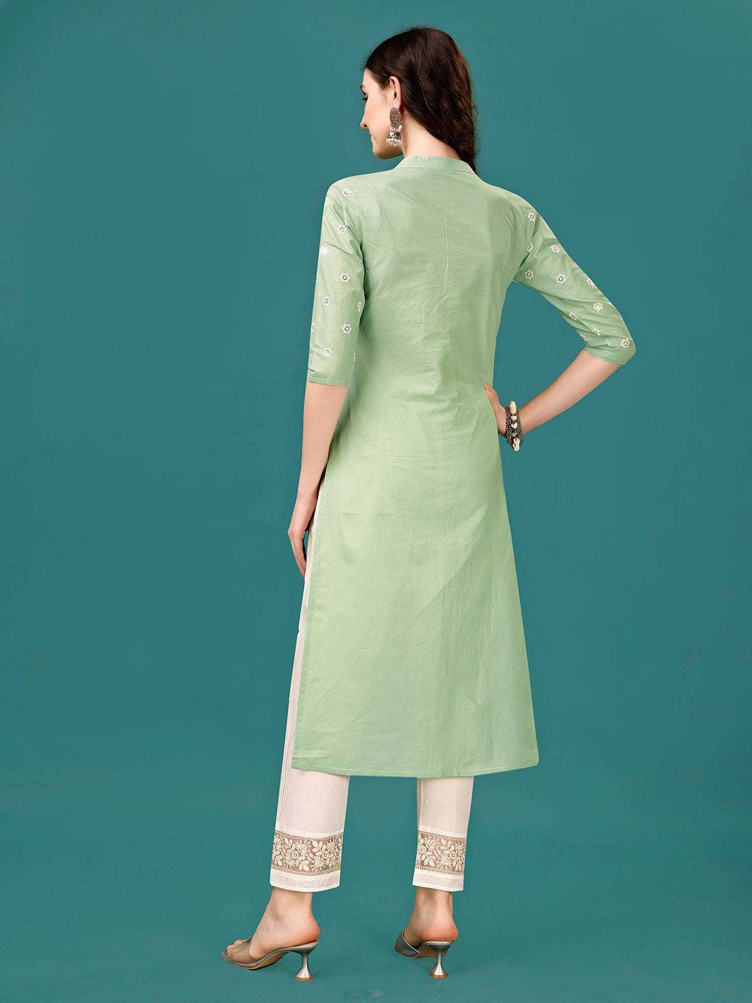 Lucknowi Embroidered Pure Cotton Mal Kurta With Designer Pant, Multicolor - Hiral Fashion | Grocsy