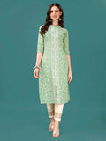 Lucknowi Embroidered Pure Cotton Mal Kurta With Designer Pant, Multicolor - Hiral Fashion | Grocsy