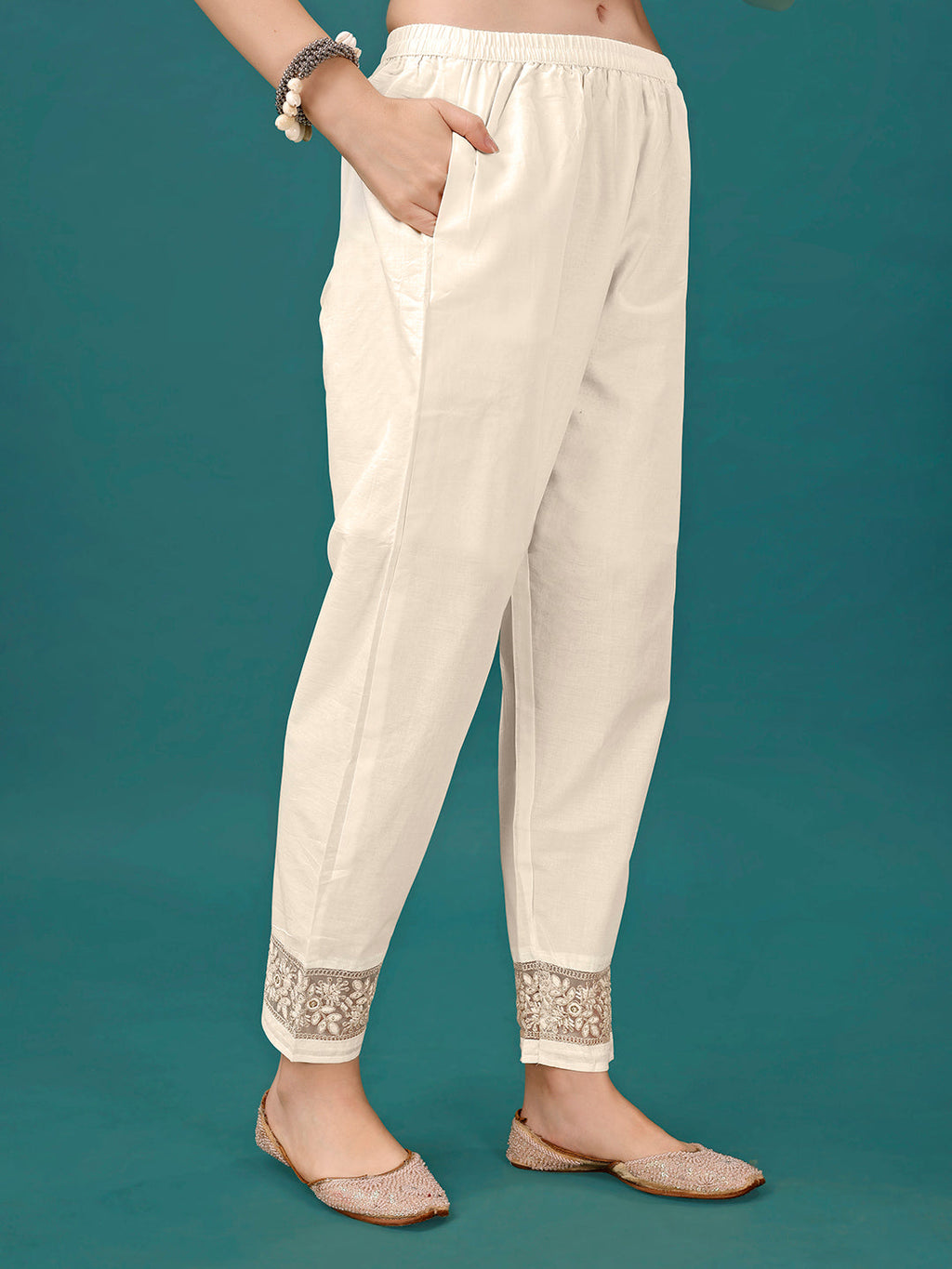 Lucknowi Embroidered Pure Cotton Mal Kurta With Designer Pant, Multicolor - Hiral Fashion | Grocsy