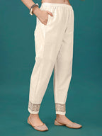 Lucknowi Embroidered Pure Cotton Mal Kurta With Designer Pant, Multicolor - Hiral Fashion | Grocsy