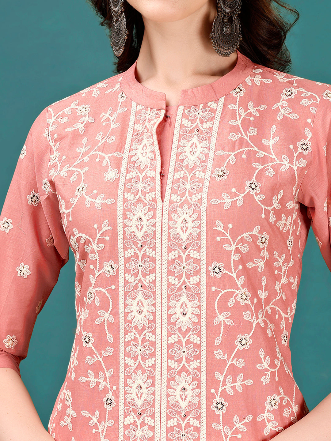 Lucknowi Embroidered Pure Cotton Mal Kurta With Designer Pant, Multicolor - Hiral Fashion | Grocsy