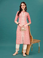 Lucknowi Embroidered Pure Cotton Mal Kurta With Designer Pant, Multicolor - Hiral Fashion | Grocsy