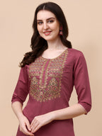 Embroidered Kurta With Pant And Dupatta Set, Multicolor - Hiral Fashion | Grocsy
