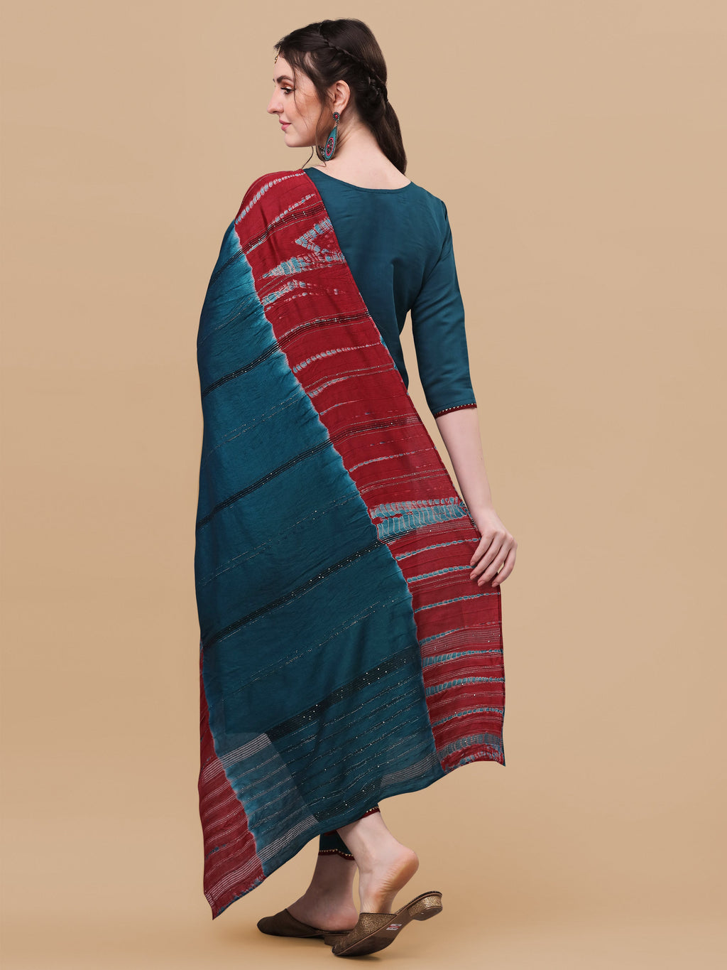 Printed Kurta With Pant And Dupatta Set, Multicolor - Hiral Fashion | Grocsy