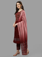 Thread Embroidered Kurta With Pant And Dupatta Set, Multicolor - Hiral Fashion | Grocsy
