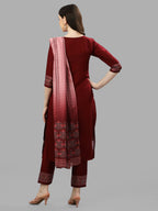 Thread Embroidered Kurta With Pant And Dupatta Set, Multicolor - Hiral Fashion | Grocsy