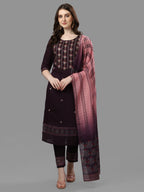 Thread Embroidered Kurta With Pant And Dupatta Set, Multicolor - Hiral Fashion | Grocsy