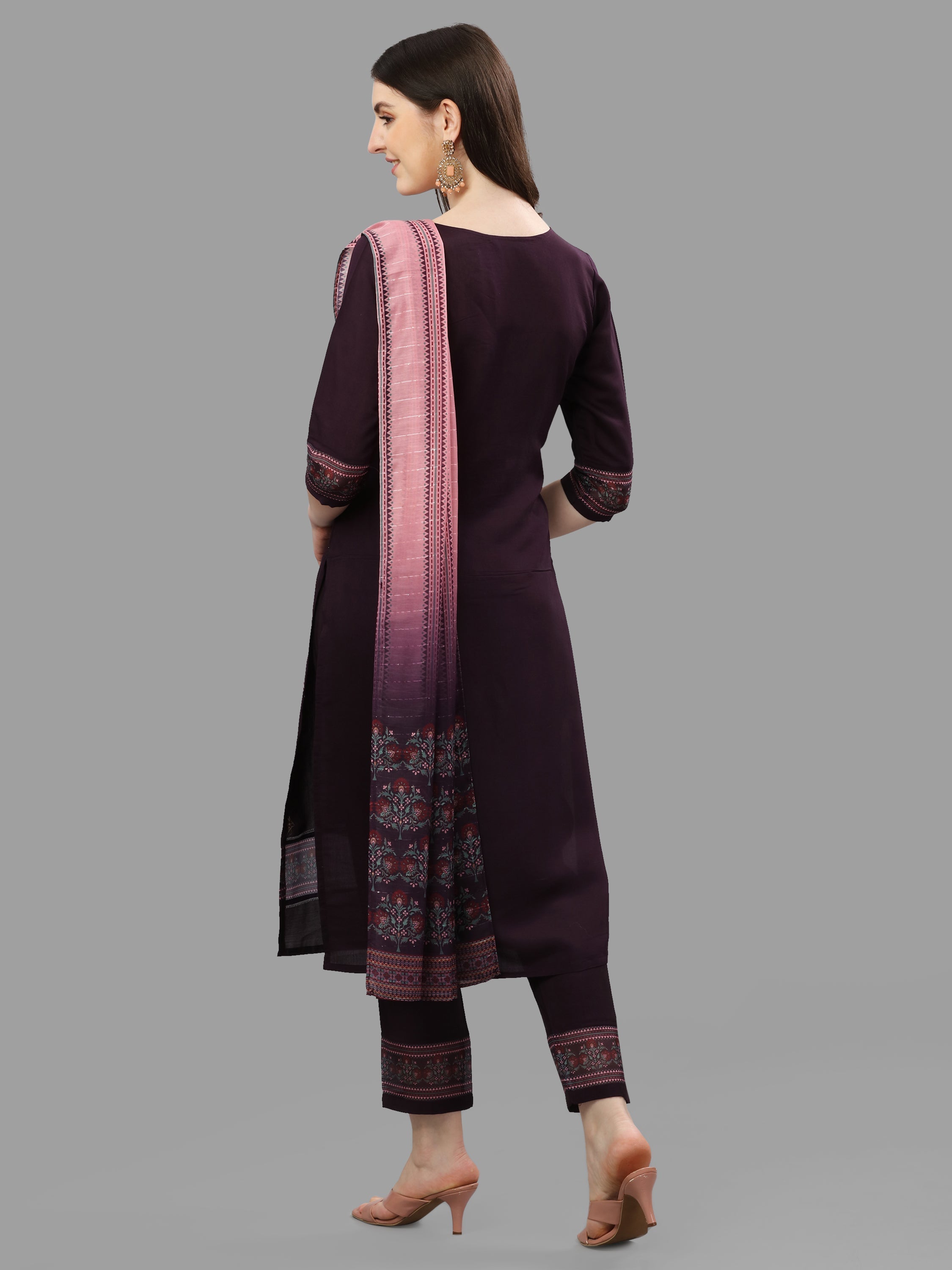 Thread Embroidered Kurta With Pant And Dupatta Set, Multicolor - Hiral Fashion | Grocsy