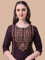 Embroidered Kurta With Pant & Dupatta Set, Multicolor - Hiral Fashion | Grocsy