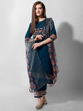Hand Embroidered Kurta With Pant And Organza Dupatta Set Premium, Multicolor - Hiral Fashion | Grocsy