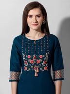 Hand Embroidered Kurta With Pant And Organza Dupatta Set Premium, Multicolor - Hiral Fashion | Grocsy
